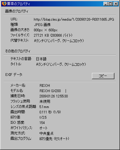 FxIF - 「FxIF」FirefoxでExifを確認できるようにするアドオン