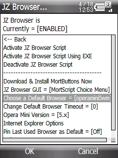 JZ Browser Options - S22HTでデフォルトブラウザをOpera Miniにする