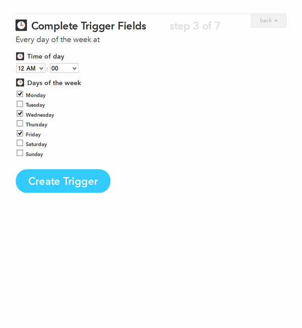 Complete Trigger Fields - IFTTT を使って Twitter アイコンを日替わりにする