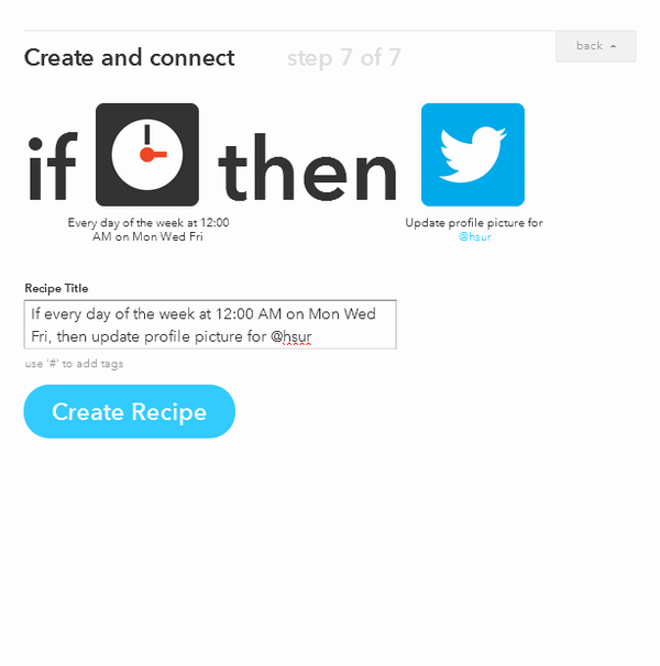 Create and connect - IFTTT を使って Twitter アイコンを日替わりにする
