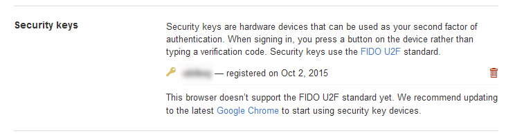 Security keys - Two-factor authentication - GitHub が Yubico などの U2F 認証に対応