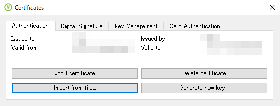 Certificates - PacketiX VPN のスマートカード認証に YubiKey 4 Nano を使う