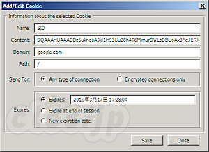Add N Edit Cookies - Cookieを編集できるアドオン