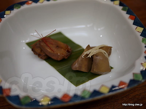 レバー煮とハツの焼物 - 鳥料理 玉ひで・親子丼編