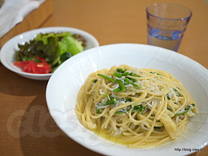 無農薬宮城県産かき菜と釜揚げしらすのスパゲッティ - Campanella