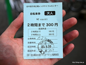 谷中湖子供広場レンタサイクルセンター 自転車券 - 渡良瀬遊水地と谷中村跡めぐり