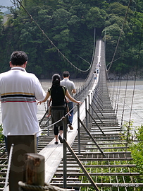 恋金橋の全景 - 大井川の吊り橋 （恋金橋編）