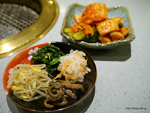 ナムル、キムチの盛り合わせ - 焼肉 幸楽園で焼肉と超激辛カルビクッパを食べる