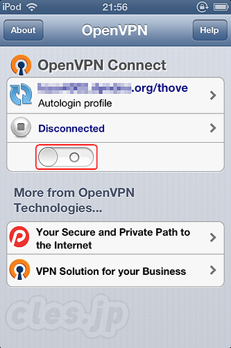 プロファイルがインポートされたところ - iPhone / iPod Touch から OpenVPN 接続する （JB不要）