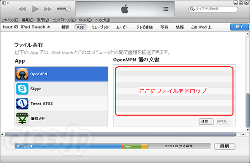 iTunes の App タブの下部にある「ファイル共有」 - iPhone / iPod Touch から OpenVPN 接続する （JB不要）