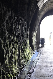 手堀の壁面 - 中山隧道