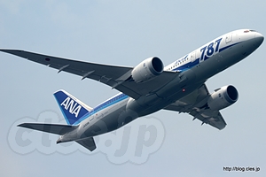 B787 JA808A - 城南島海浜公園から飛行機を眺める