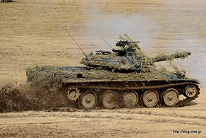 偽装された74式戦車 - 2014年 第1空挺団降下訓練始めで、望遠レンズ初め！