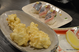 ハモ天、鯵にぎり - まんねん食堂でおいしいお魚をリーズナブルに