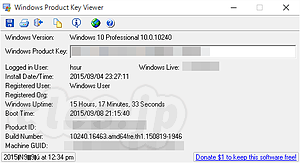 Windows Product Key Viewer - アップグレードした Windows10 のプロダクトキーを調べる