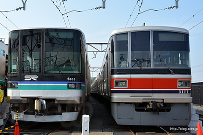 埼玉高速鉄道車両 （2000系 2808）、東急線車両（3000系 3111） - 埼玉高速鉄道 車両基地見学会 2015