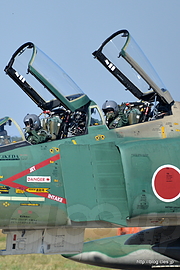 着陸して歓声に応える RF-4 のパイロット - 梅組最後の百里基地航空祭 2015 （ウェザーチェック～航過飛行編）