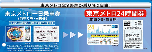 東京メトロ24時間券 - メトロの１日券が24時間券に