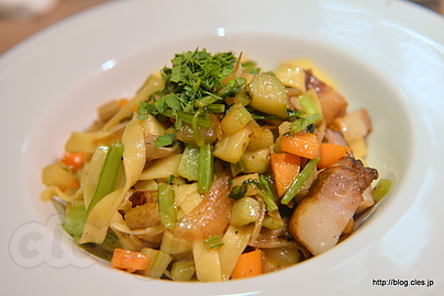 有機野菜と自家製ベーコンのペペロンチーノ - 谷中 炭聖の炭火焼きステーキ