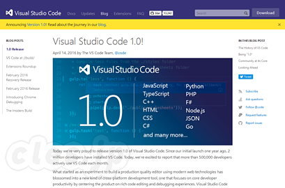 Visual Studio Code 1.0! - Visual Studio Code が v1.0 に