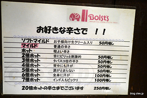 辛さ一覧 - 宇都宮 ミニ・ボルツの20倍ホット
