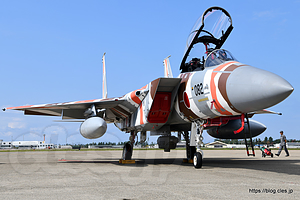 F-15DJ（32-8082 AGR 赤）地上展示 - AGR の機動飛行と F-15 の大編隊（令和元年航空祭 in KOMATSU）