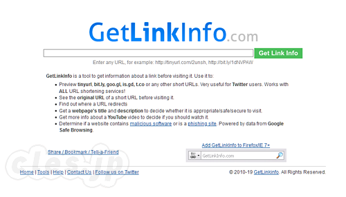 GetLinkInfo - GetLinkInfo で短縮 URL を展開