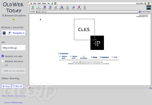 cles.jp System7/NN4.0 - 往年の MacOS 7 で現代の Web サイトを見たらどうなるか？